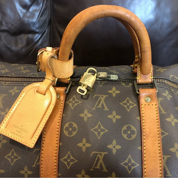 Vintage LOUIS VUITTON Monogram Bandolier Boston Weekend Duffle Tote Bag LV55 - Picture 14 of 17